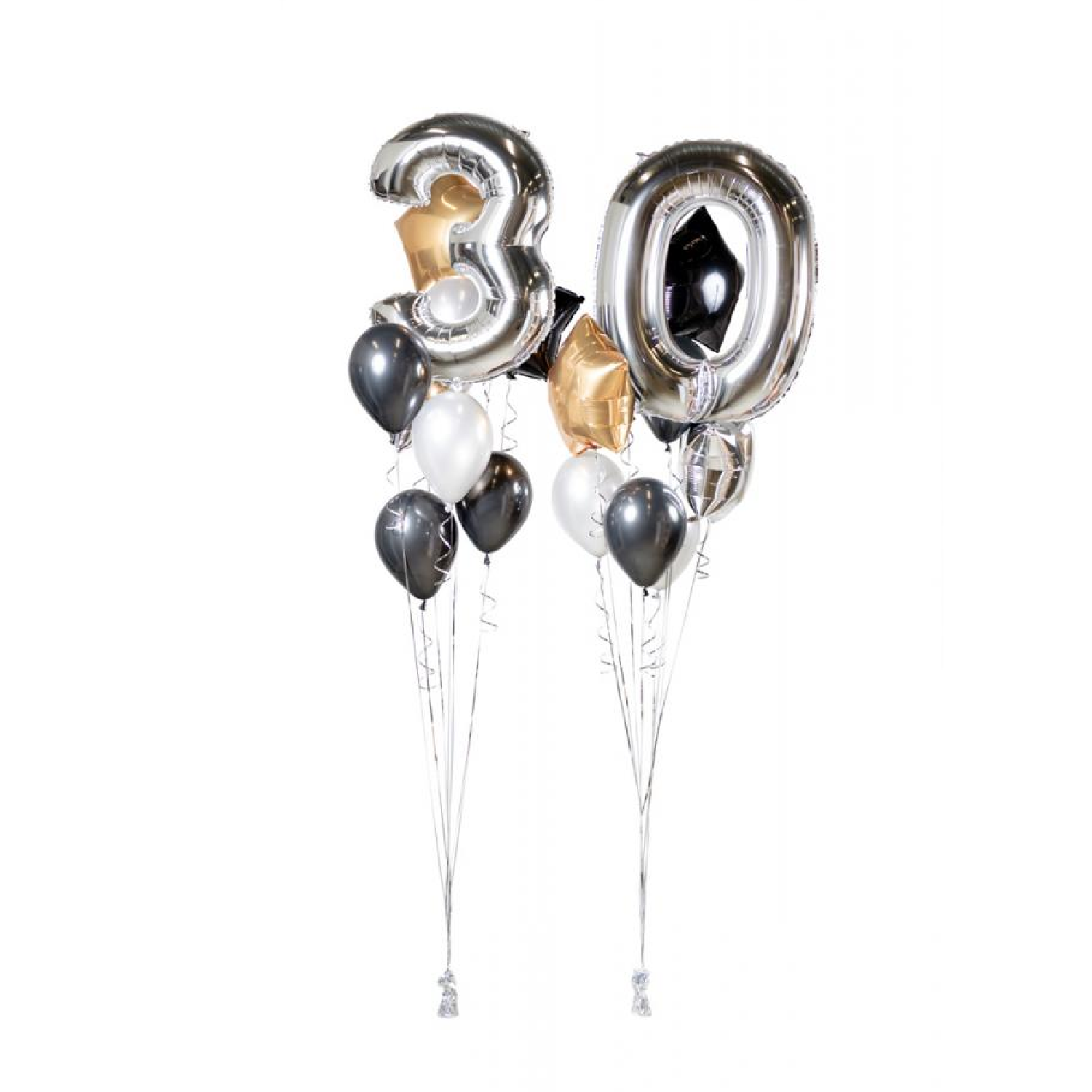 Ballongbukett Happy Birthday 30 Silver