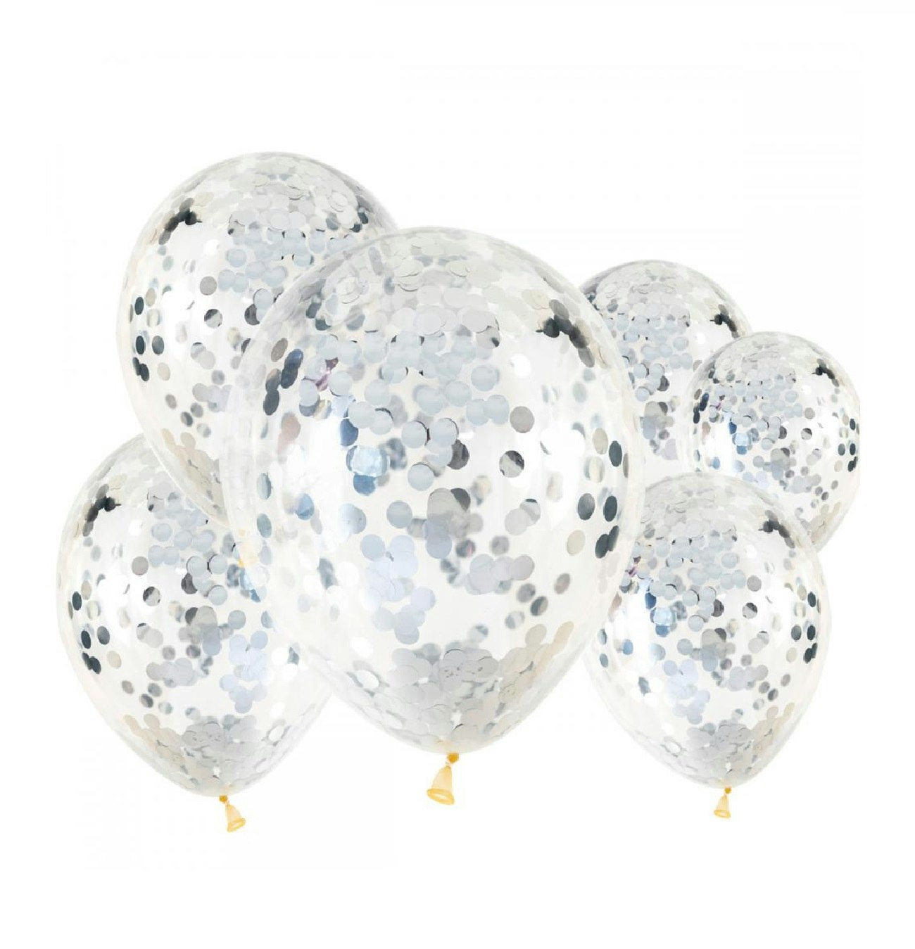 Konfettiballonger Professional Silver 6-pack