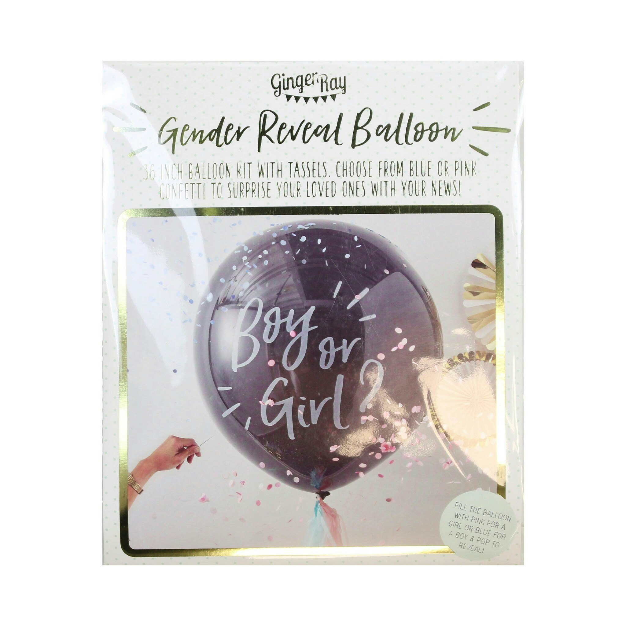 Gender Reveal, Babyshower ballong Boy or Girl? 56cm