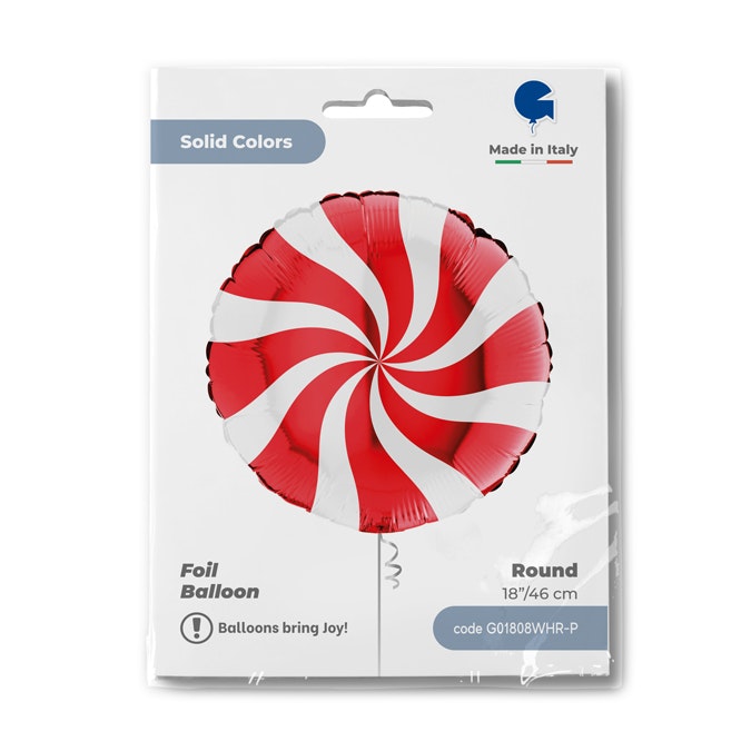Folieballong Swirly Vit-Röd 45cm