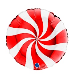 Folieballong Swirly Vit-Röd 45cm