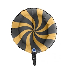 Folieballong Swirly Guld-Svart 45cm