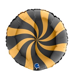 Folieballong Swirly Guld-Svart 45cm