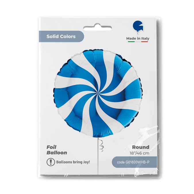 Folieballong Swirly Vit-Blå 45cm