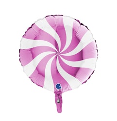 Folieballong Swirly Vit-Rosa 45cm