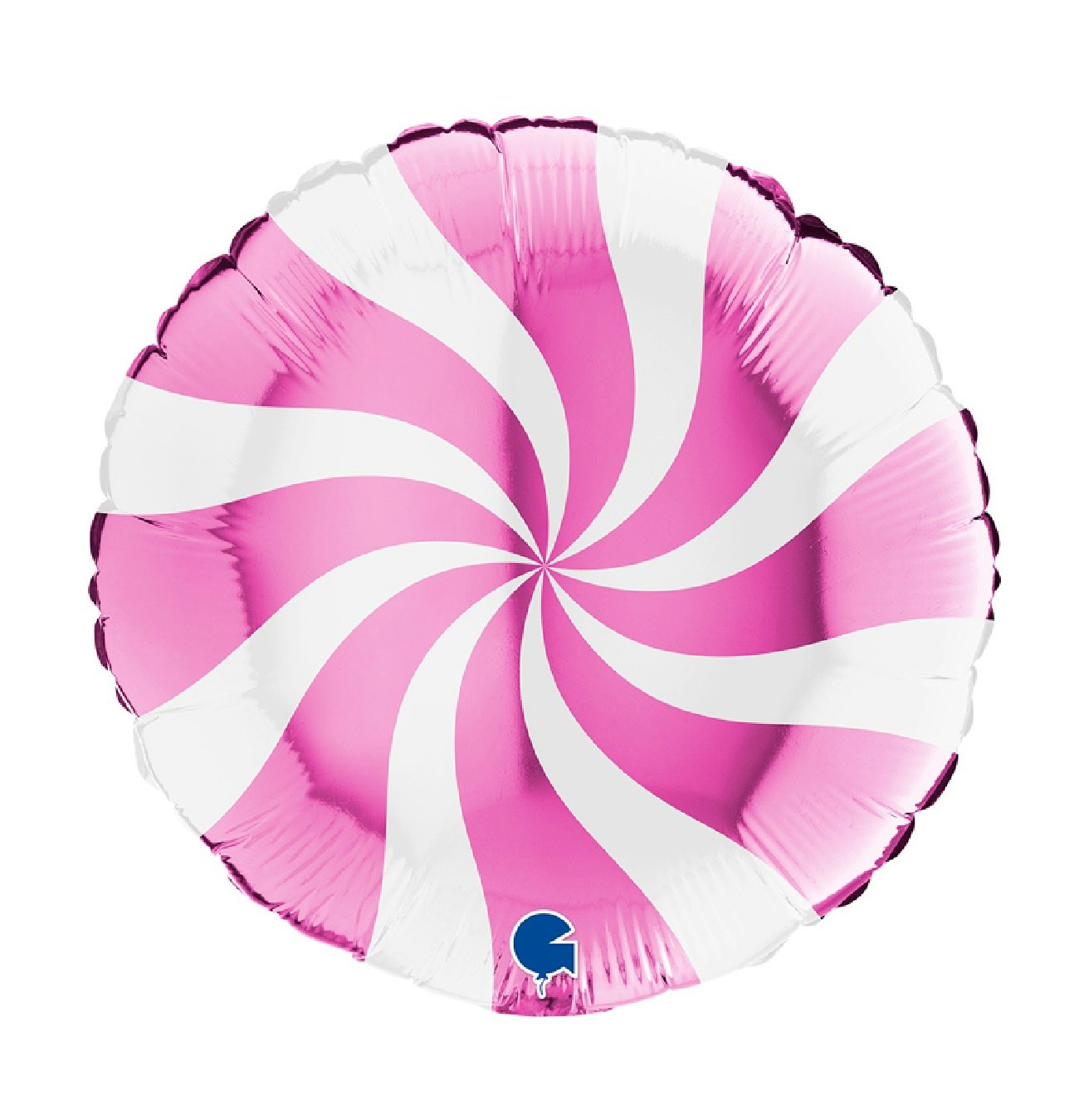 Folieballong Swirly Vit-Rosa 45cm