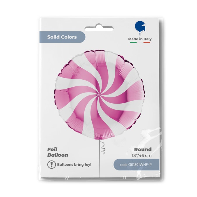Folieballong Swirly Vit-Rosa 45cm