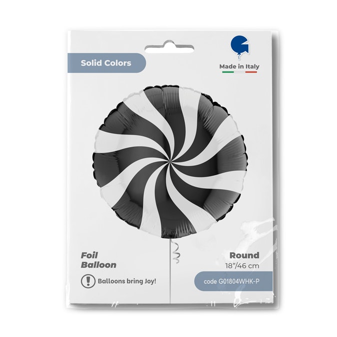 Folieballong Swirly Vit-Svart 45cm