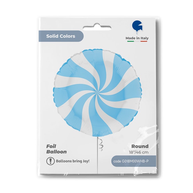 Folieballong Swirly Vit-Matte Blå 45cm