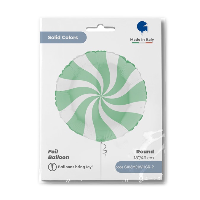 Folieballong Swirly Vit-Matte Grön 45cm