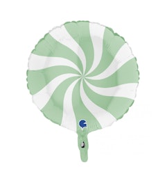 Folieballong Swirly Vit-Matte Grön 45cm