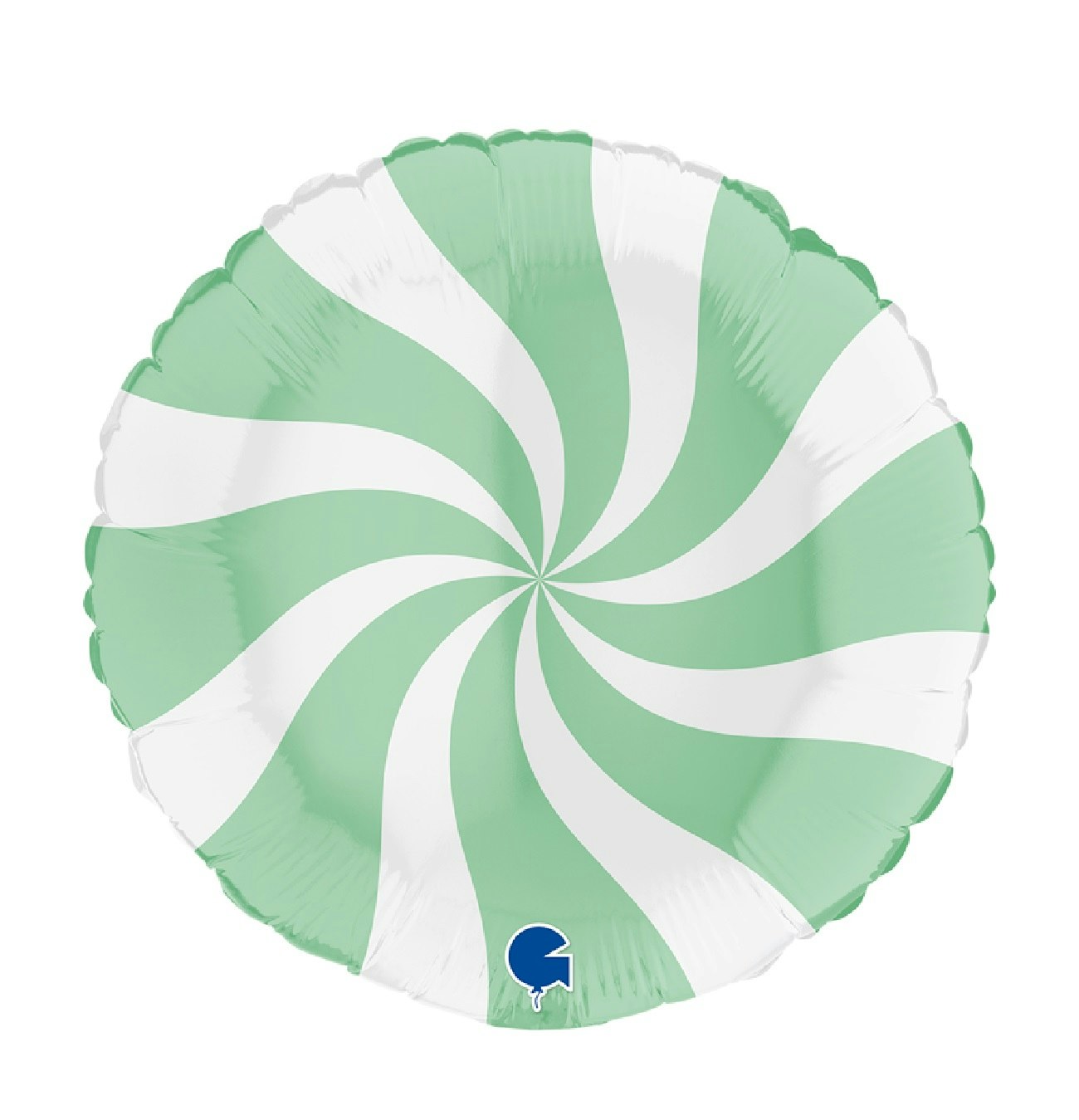 Folieballong Swirly Vit-Matte Grön 45cm