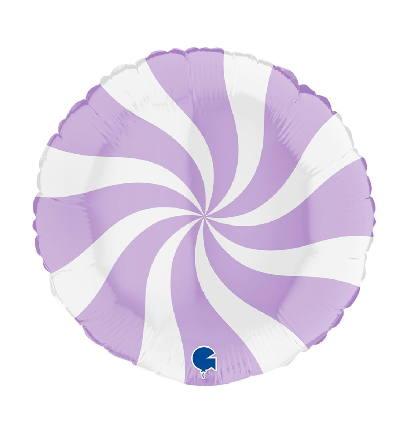 Folieballong Swirly Vit-Matte Ljuslila 45cm
