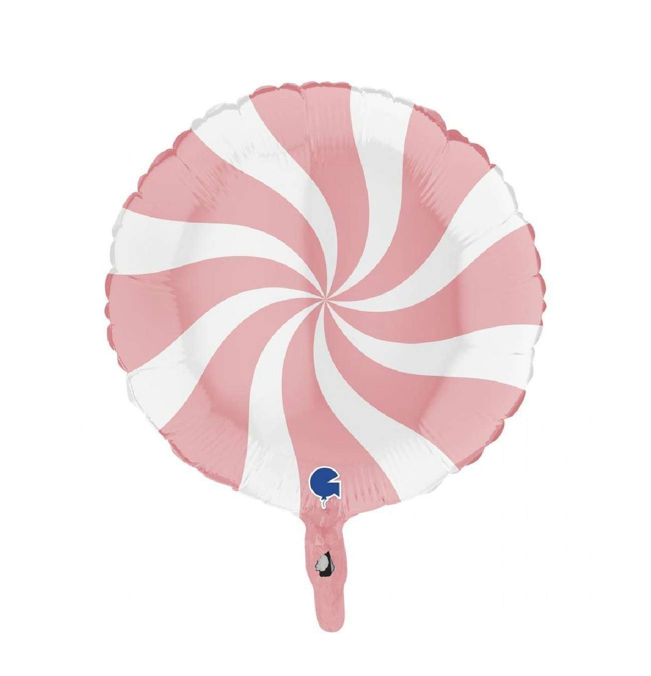 Folieballong Swirly Vit-Matte Rosa 45cm