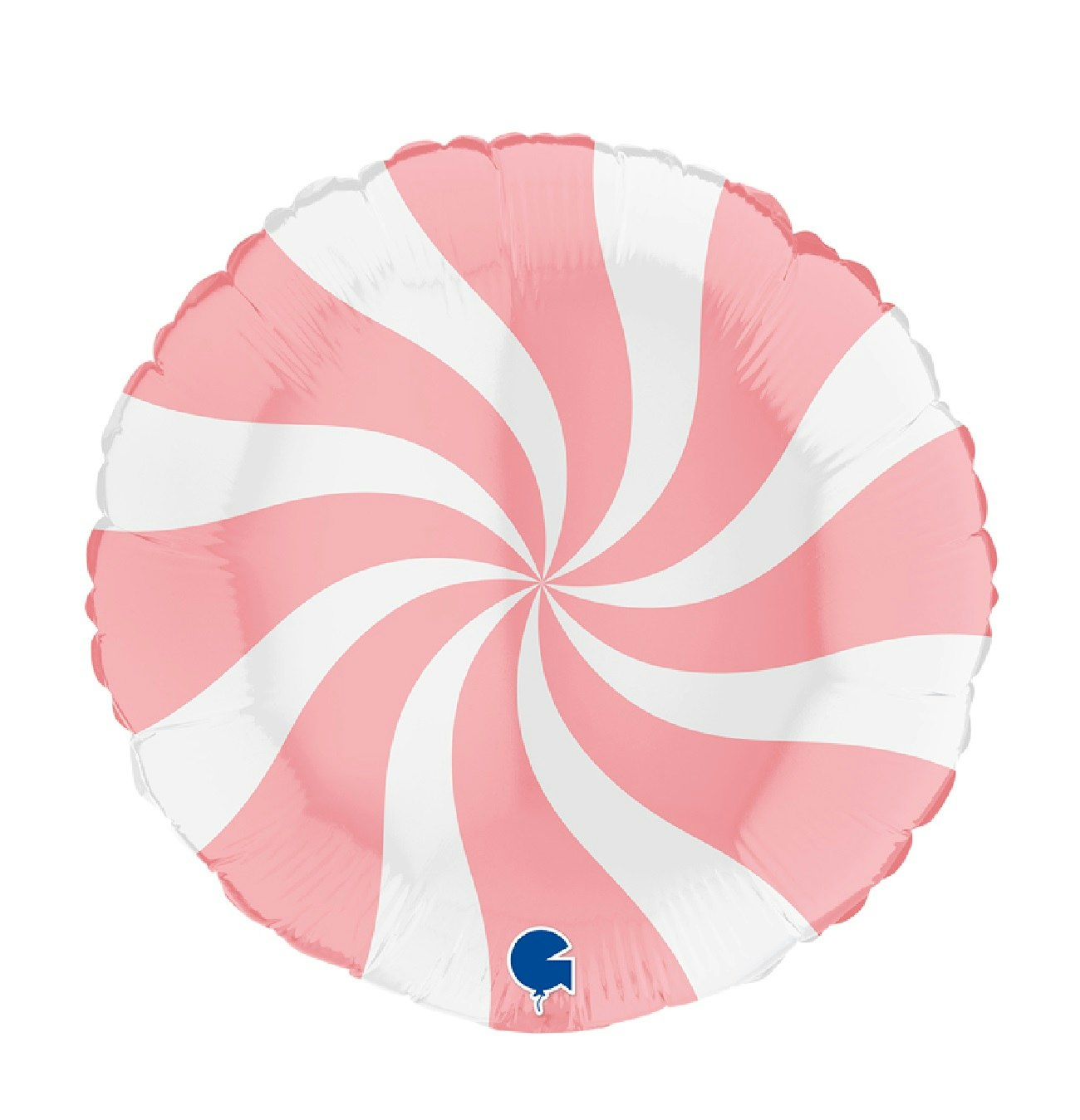 Folieballong Swirly Vit-Matte Rosa 45cm