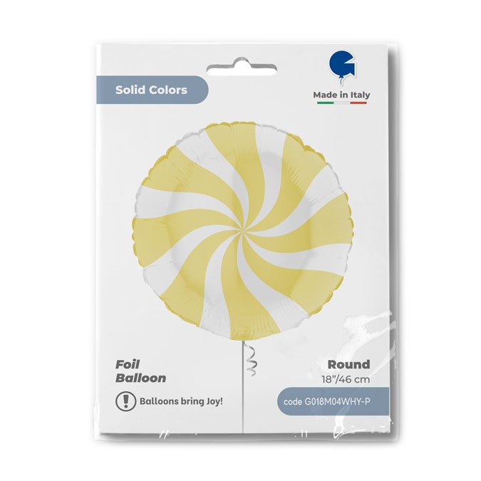 Folieballong Swirly Vit-Matte Gul 45cm