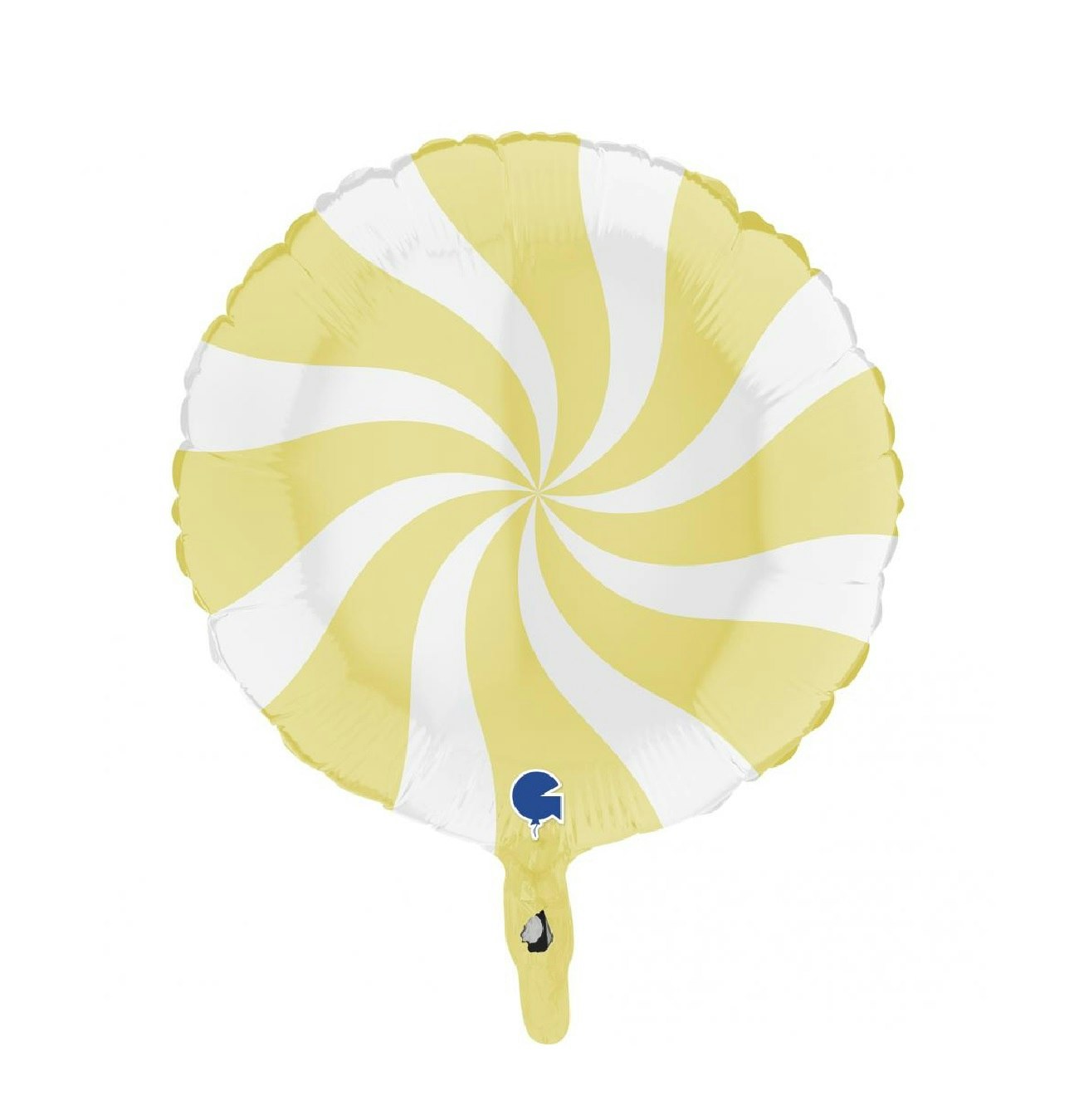 Folieballong Swirly Vit-Matte Gul 45cm