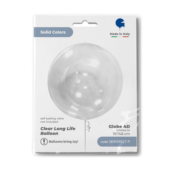 Folieballong Crystal Clear Transparent med Ventil 48cm