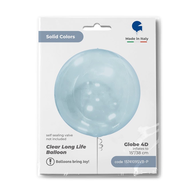 Folieballong Crystal Clear Transparent Blå Utan Vetil 38cm