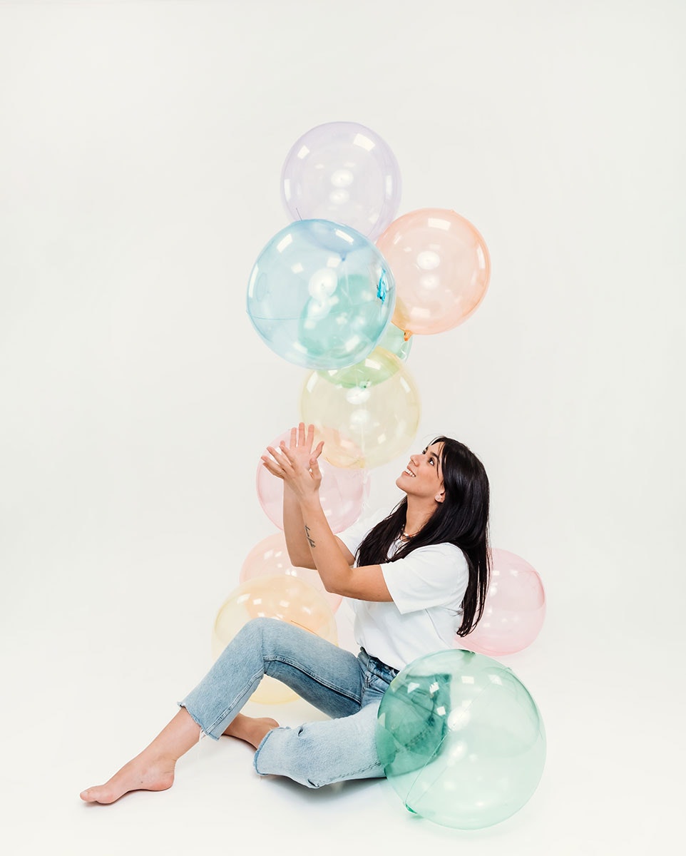 Folieballong Crystal Clear Transparent Blå Utan Vetil 38cm