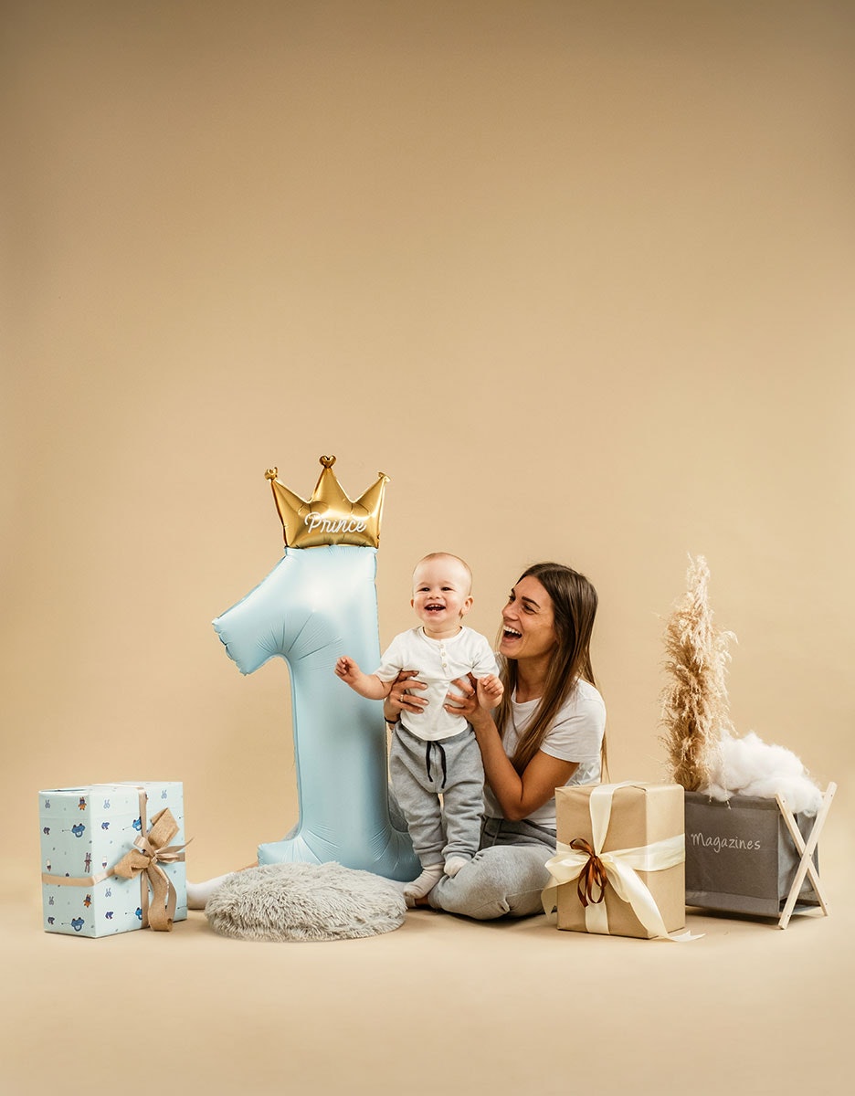 Folieballong Siffra My 1st Birthday Prince Pastellblå 100cm