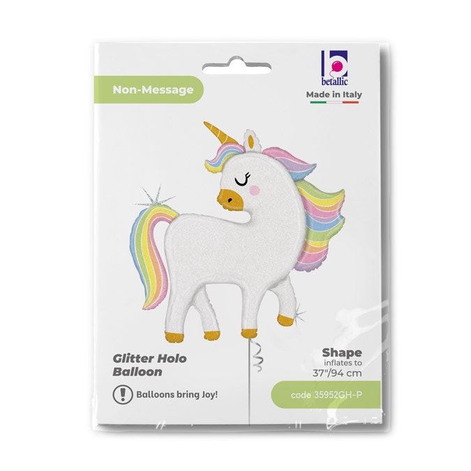 Folieballong Enhörning Pastell Glitter 94cm