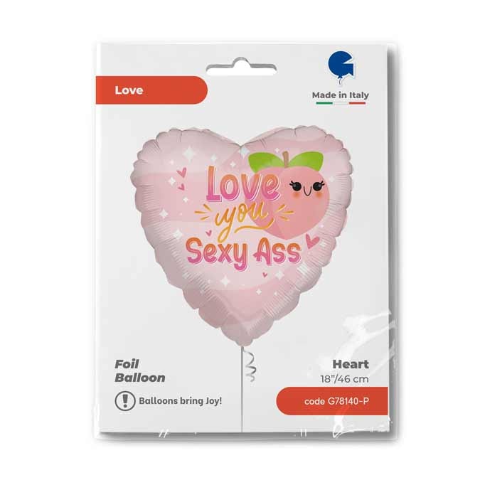 Folieballong Hjärtan Love You Sexy Ass 46cm