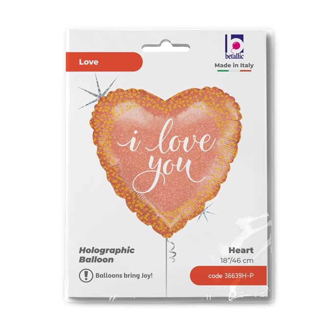 Folieballong Hjärtan I Love You Rosé Guld 46cm