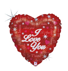 Folieballong Hjärtan I Love You Röd 46cm