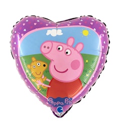 Folieballong Hjärtan Greta Gris och Teddy 46cm