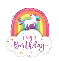 Folieballong Unicorn Rainbow Happy Birthday 66cm