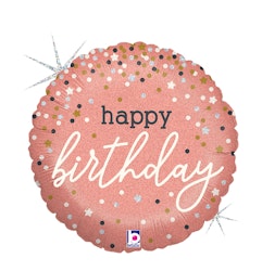 Folieballong Happy Birthday Rosé Guld 46cm