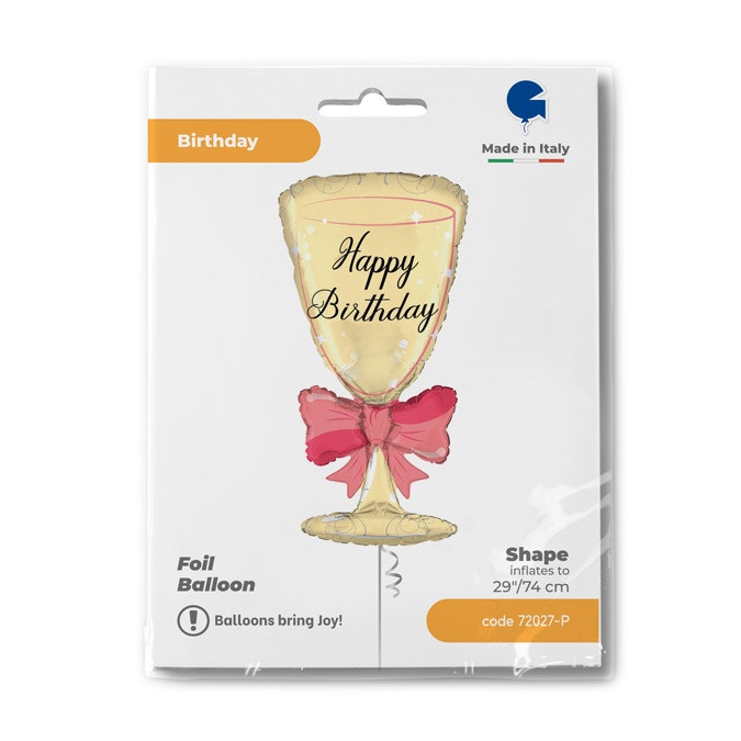 Folieballong Vinglas Happy Birthday 74cm