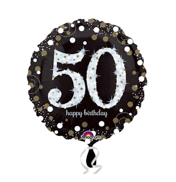 Sifferballonger Folie Sparkling Birthday #50 Svart 45cm