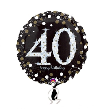 Sifferballonger Folie Sparkling Birthday #40 Svart 45cm