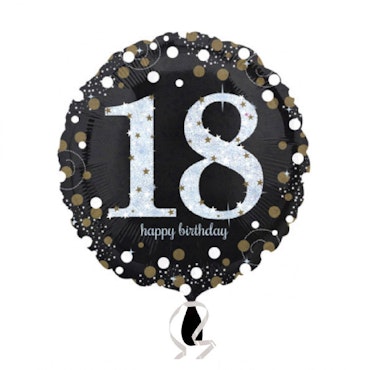 Sifferballonger Folie Sparkling Birthday #18 Svart 45cm