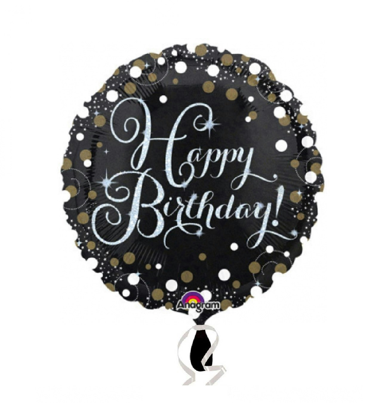 Folieballong Sparkling Happy Birthday Svart 45cm