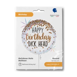 Folieballong Happy Birthday Dick Head 46cm