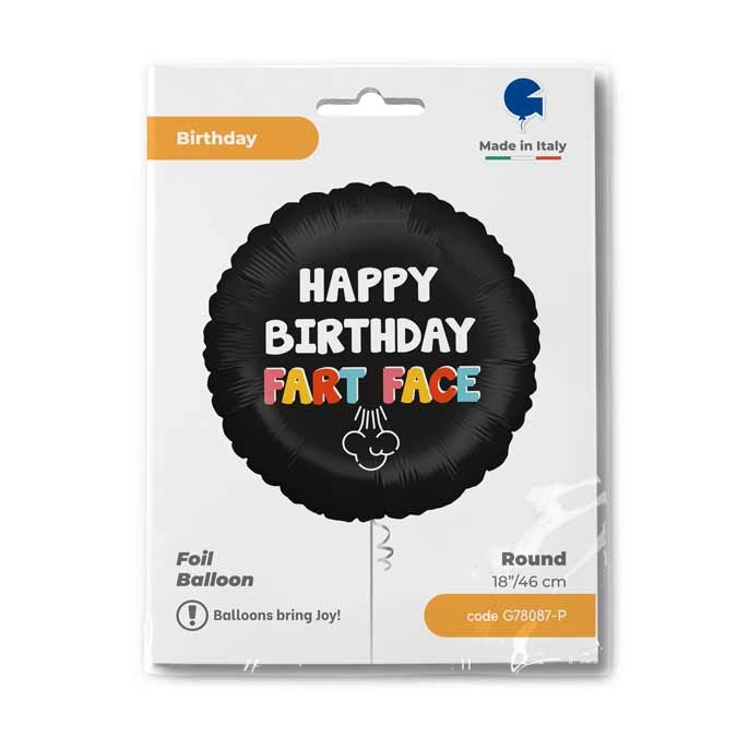 Folieballong Happy Birthday Fart Face 46cm