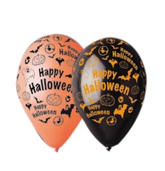 Latexballonger Happy Halloween Svart och Orange 30cm