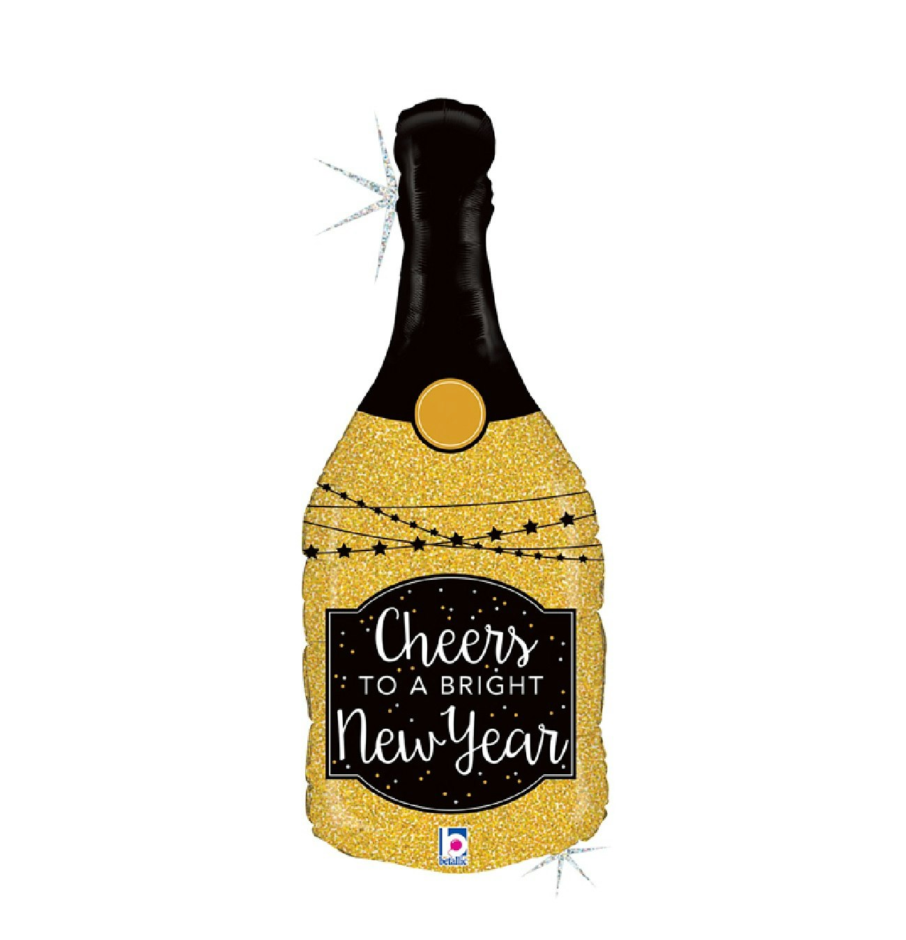 Folieballong Champagneflaska New Year Glitter 81cm