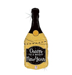 Folieballong Champagneflaska New Year Glitter 81cm