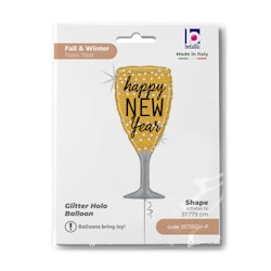 Folieballong Champagneglas Happy New Year 79cm