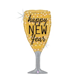 Folieballong Champagneglas Happy New Year 79cm