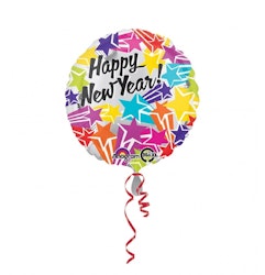 Folieballong Happy New Year Bright Stars 45cm