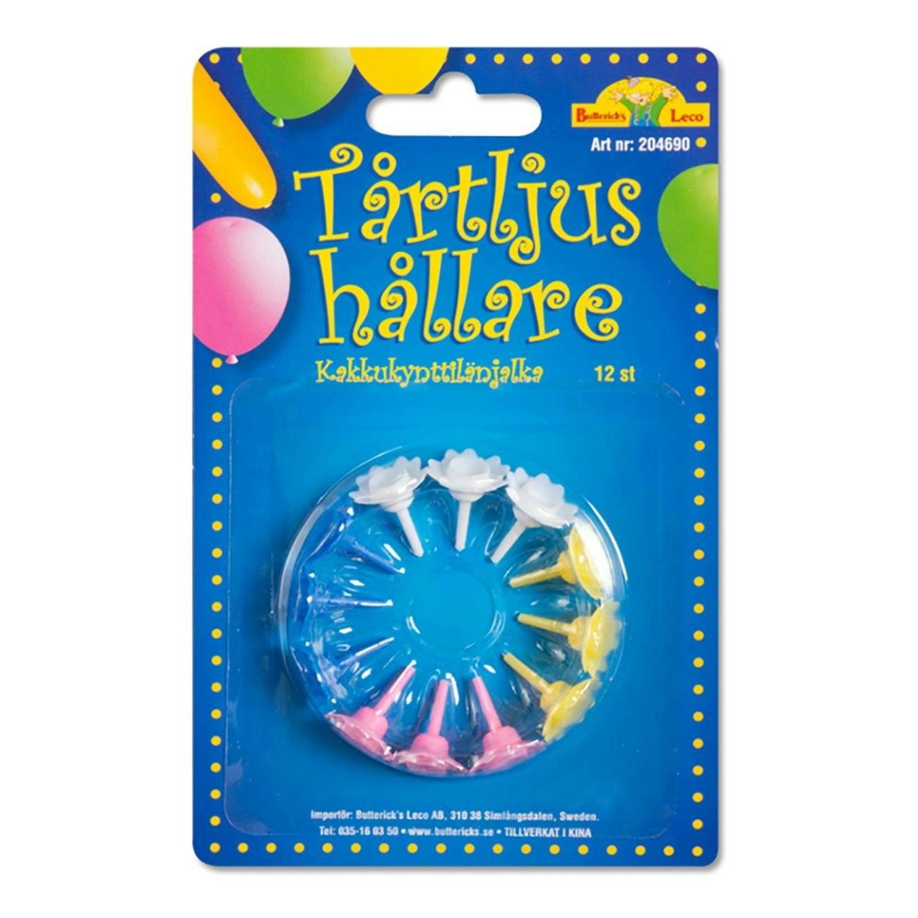 Tårtljus med Matchande Tårtljushållare 24st