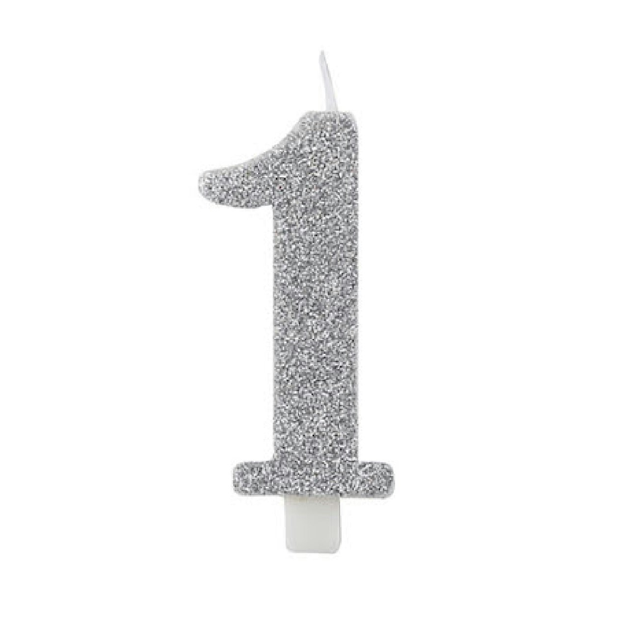 Tårtljus Siffra Silver Glitter