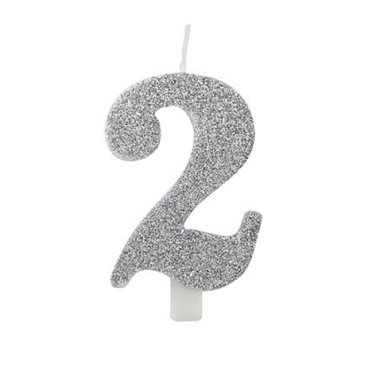 Tårtljus Siffra Silver Glitter