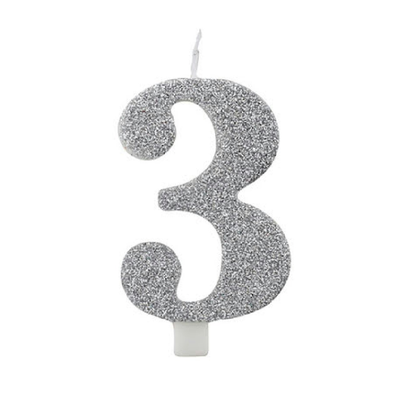 Tårtljus Siffra Silver Glitter