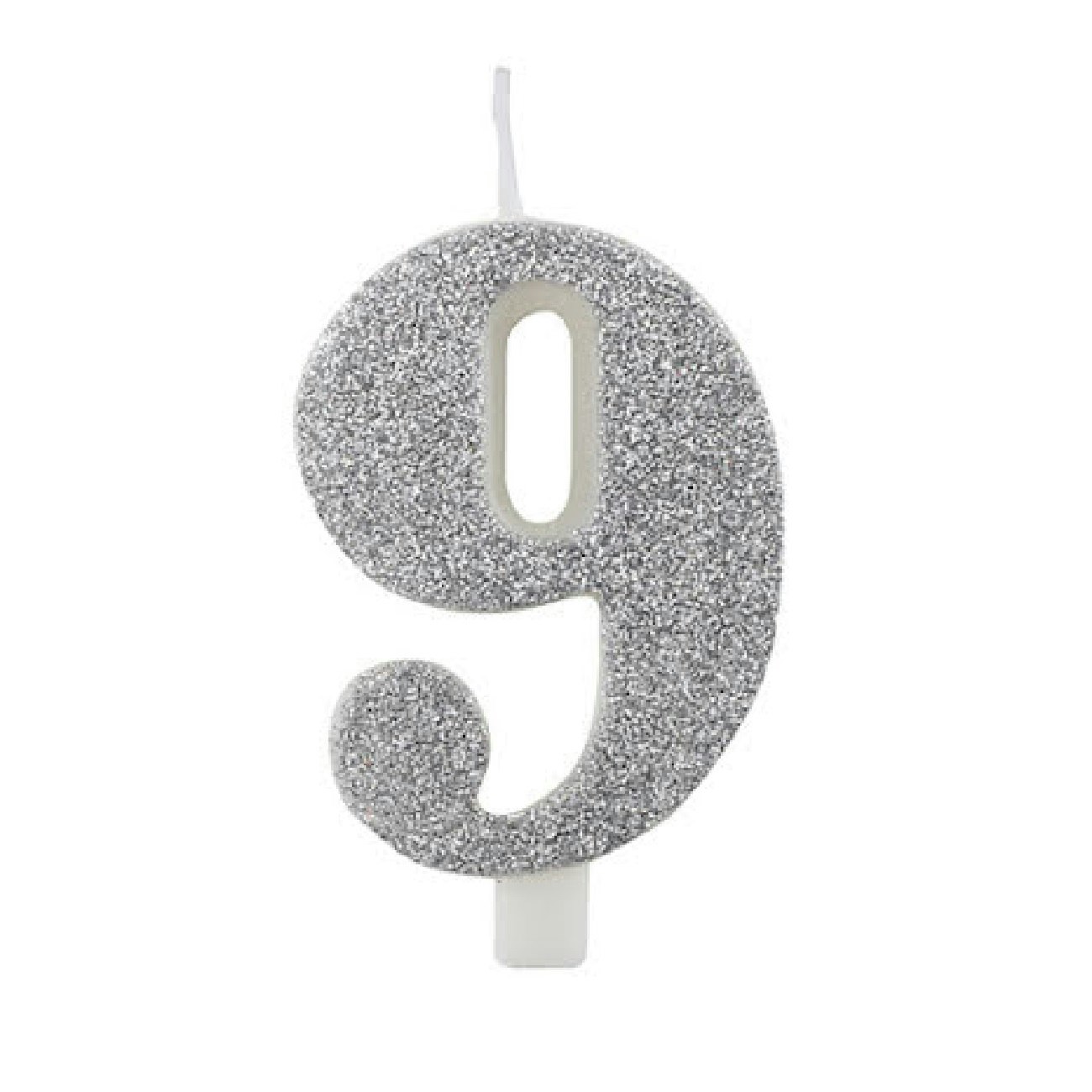Tårtljus Siffra Silver Glitter